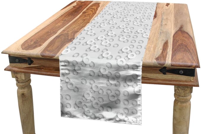 ABAKUHAUS Geometrische tafelloper – grijs, 40×180 cm, polyester