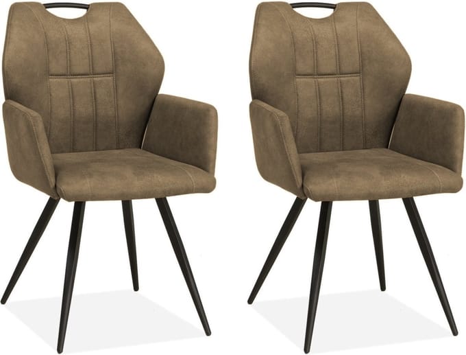 Eetkamerstoel Puck - Taupe (set van 2 stoelen)