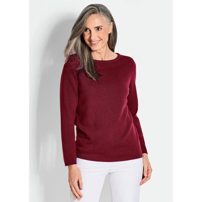 Pullover van kasjmier met boothals - donkerrood - Gr. 42 van Goldner Fashion