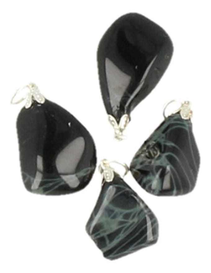Edelsteenhanger Obsidiaan spinnenweb