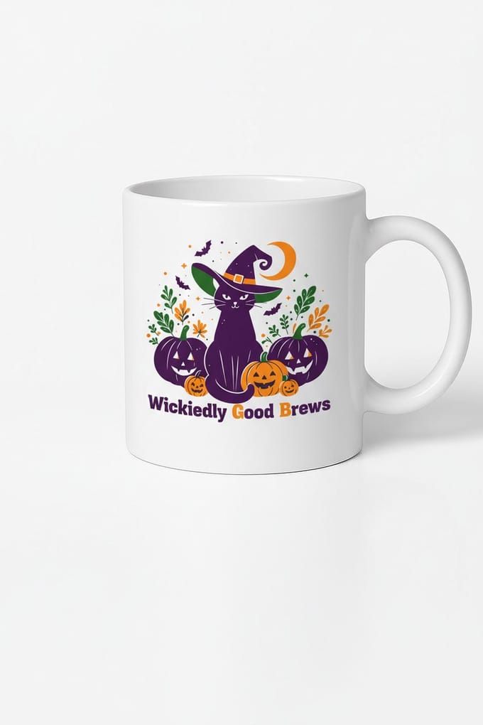 Halloween Mok - Wickedly Good Brews - Kat met Heksenhoed