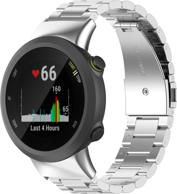 By Qubix - Stalen schakelband - Zilver - Geschikt voor Garmin Forerunner 45 / 45S