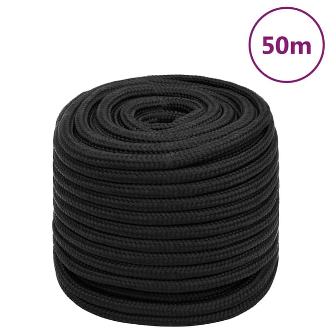 vidaXL - Boottouw - 16 - mm - 50 - m - polypropeen - zwart