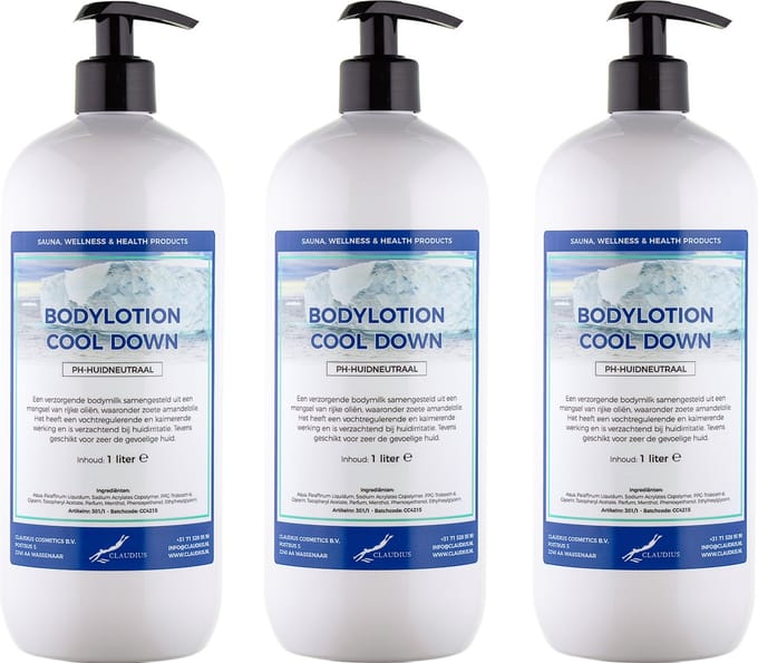 Bodylotion Cool Down 1 Liter - met gratis pomp - set van 3 stuks