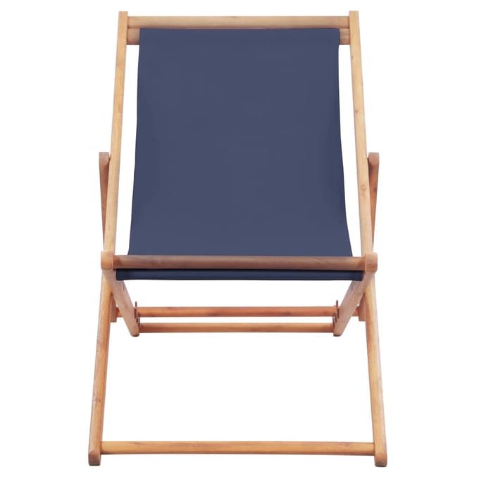 vidaXL - Opklapbare - stoel - met - stoffen - bekleding - en - houten - frame, - blauw