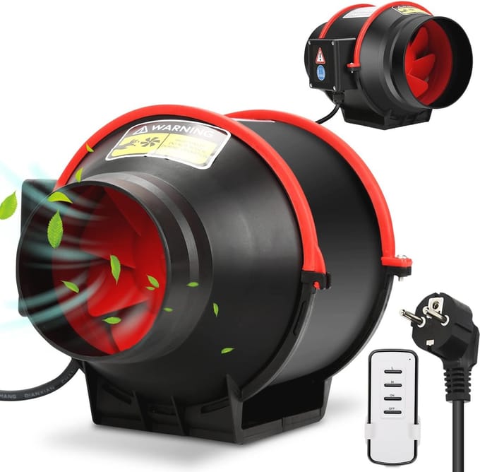 Inline Kanaalventilator - Afzuigventilator Buisventilator - Luchtkwaliteit Verbeteren - Instelbare Snelheid - 100 mm - Wit