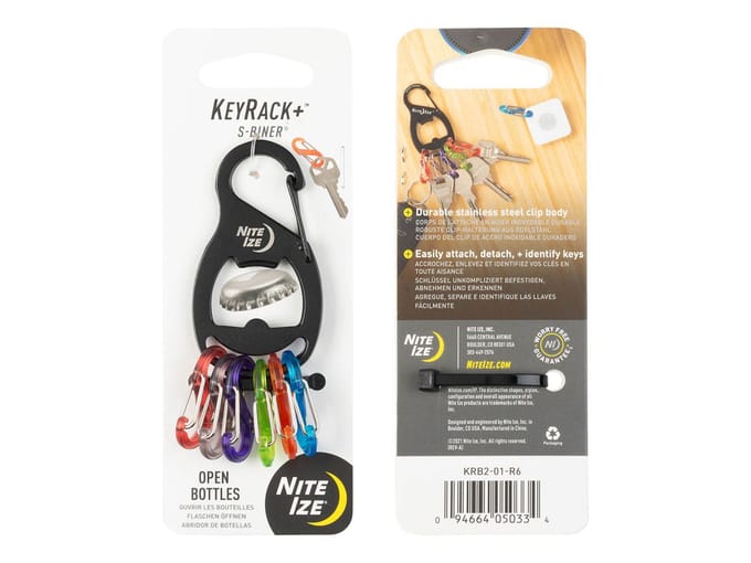 NITE Ize NI-KRB2-01-R6 Sleutelkarabijn Zwart, Bont 1 stuk(s)
