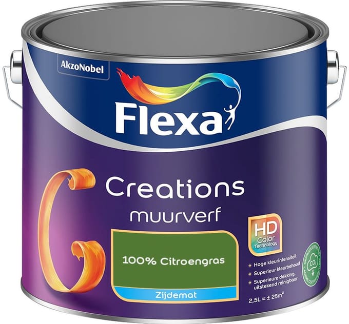 Flexa - Creations Muurverf Zijdemat - 100% Citroengras - Mengverf - 2,5 L