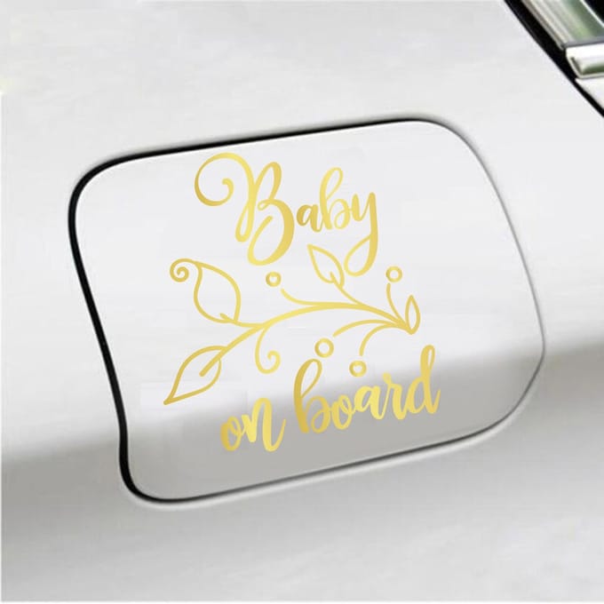 Bumpersticker - Baby On Board - 12,7 X 11,7 - Goud