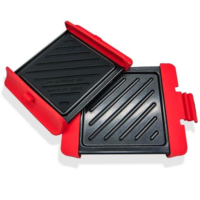 2 Stuks Snel Verwarmende Barbecue Bakplaten Anti-aanbak Bakplaten voor Magnetron black
