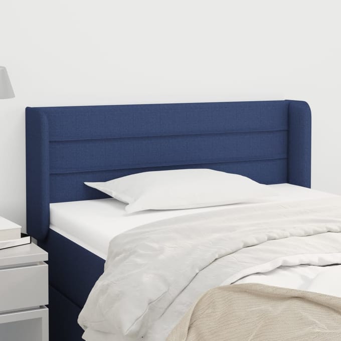 vidaXL - Hoofdbord - met - randen - 93x16x78/88 - cm - stof - blauw