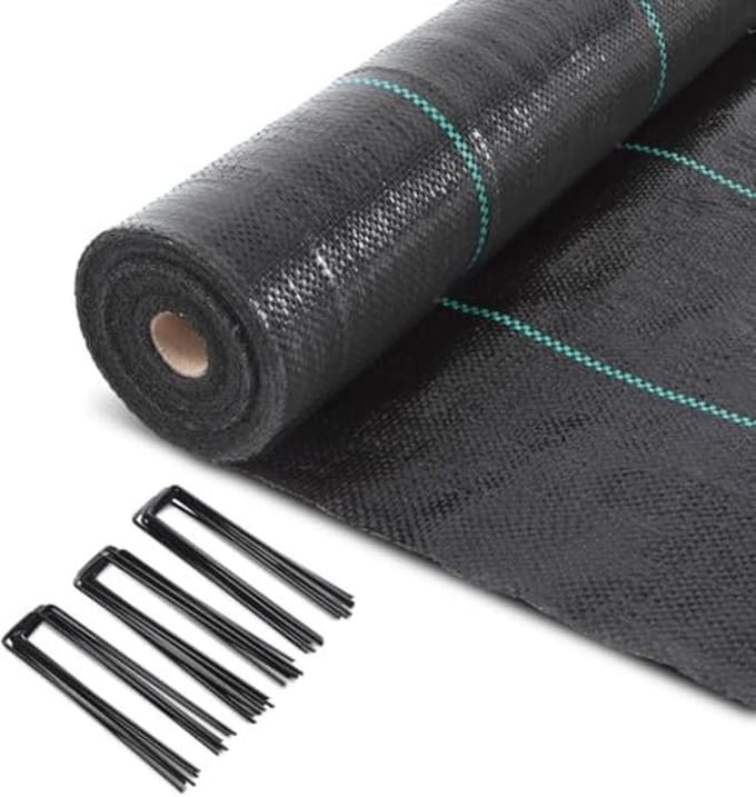 Mulchdoek 2 x 50 m met 100 haringen voor onkruidbestrijding