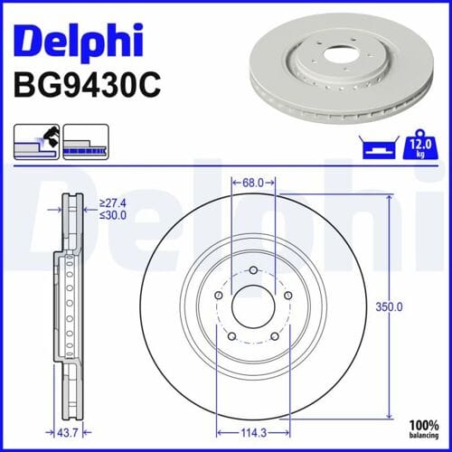 Remschijf DELPHI BG9430C, 1 stuk