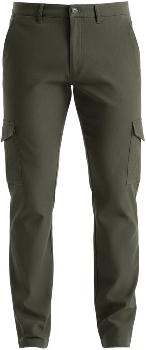 OMBRE Broek - Regular Fit - Viscose - Knopen Donkere Olijf M
