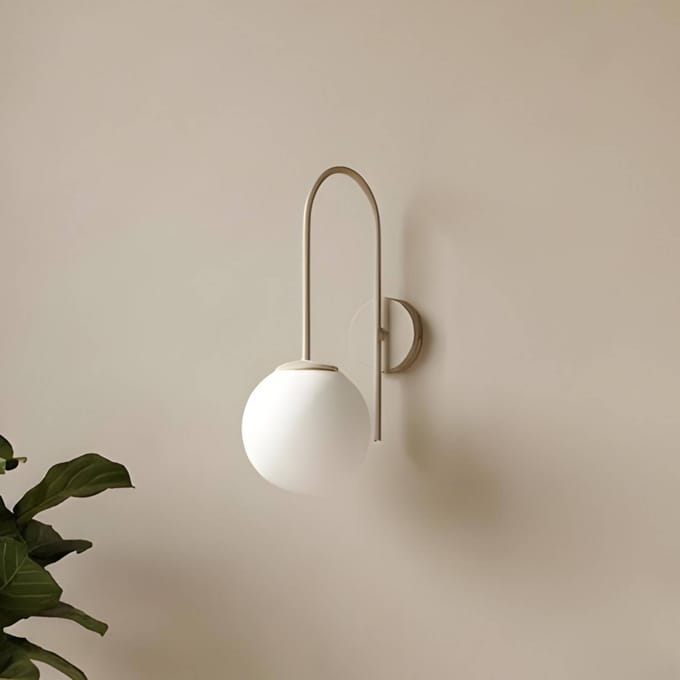 Luminex Wandlamp Cambridge, beige, hoogte 34 cm, metaal/glas, E14