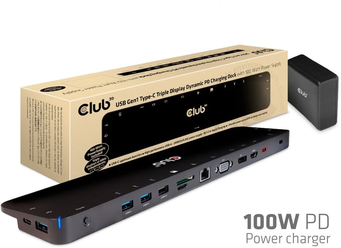 club3D ChargingDock USB-C USB-C dockingstation Geschikt voor merk (dockingstation): Club 3D USB-C Power Delivery, Geïntegreerde kaartlezer
