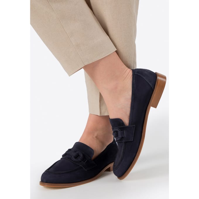 Wittchen Dames mocassins van echt leer met subtiele gesp, marineblauw