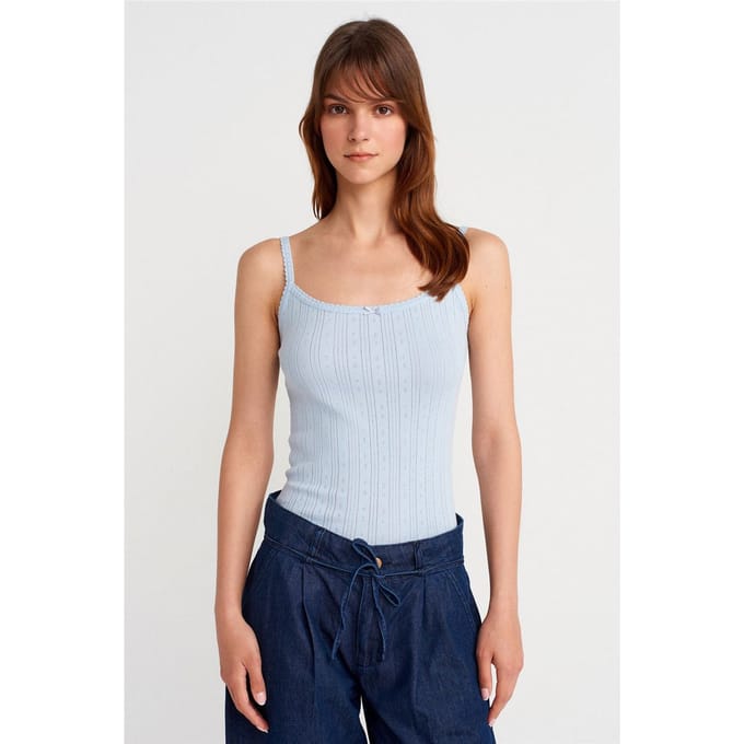 Slim Fit Geribbelde Katoenen Camisole Top