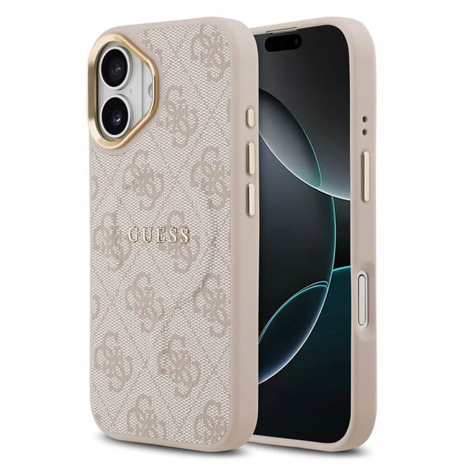 Guess Back Cover - iPhone 17 - Roze - PU Leather - Magsafe - 4G Classic Logo
