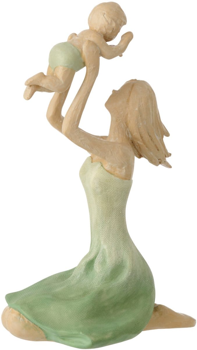 J-Line decoratie Moeder + Baby - polyresin - groen/ecru
