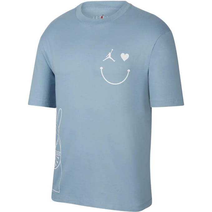 T-shirts Jordan Homme Bleu Col Rond Coupe Droite Modérée L gray
