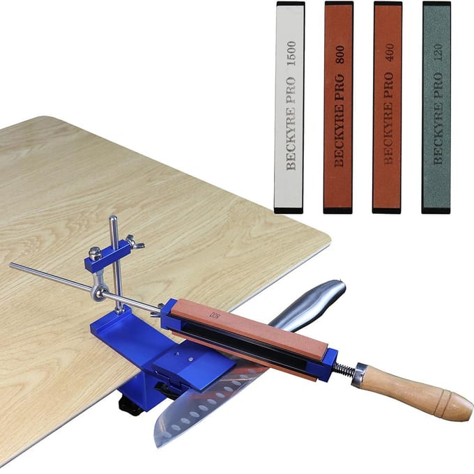 Draagbare messenslijper Professioneel metalen keukenslijpsysteem Gereedschap Fix-hoek wetsteen Set A beige