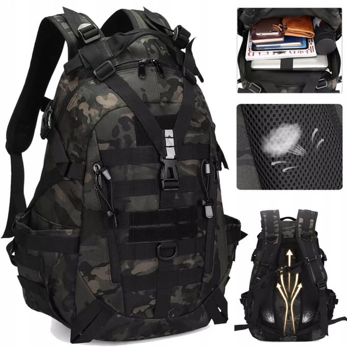 Tactische Rugzak 30L - 900D Nylon Waterdicht - Laptopvak - Reflecterend - Dames Heren