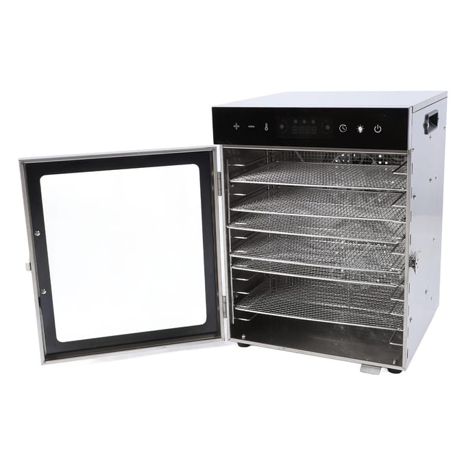 Voedseldroogmachine 12 roestvrijstalen trays 800W Dehydrator Jerky Droger met verstelbare black