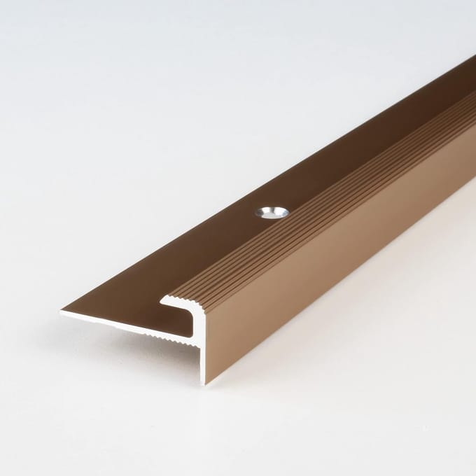 Geanodiseerd aluminium afwerkprofiel 28mm Brons Licht trapneus 100cm