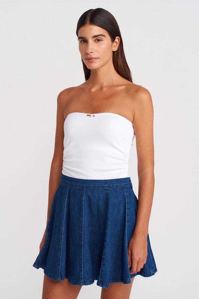 Strapless Crop Bandeau Top met Strikdetail