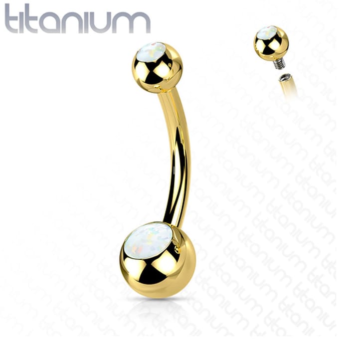 Piercing titanium gold plated opal - LMPiercings