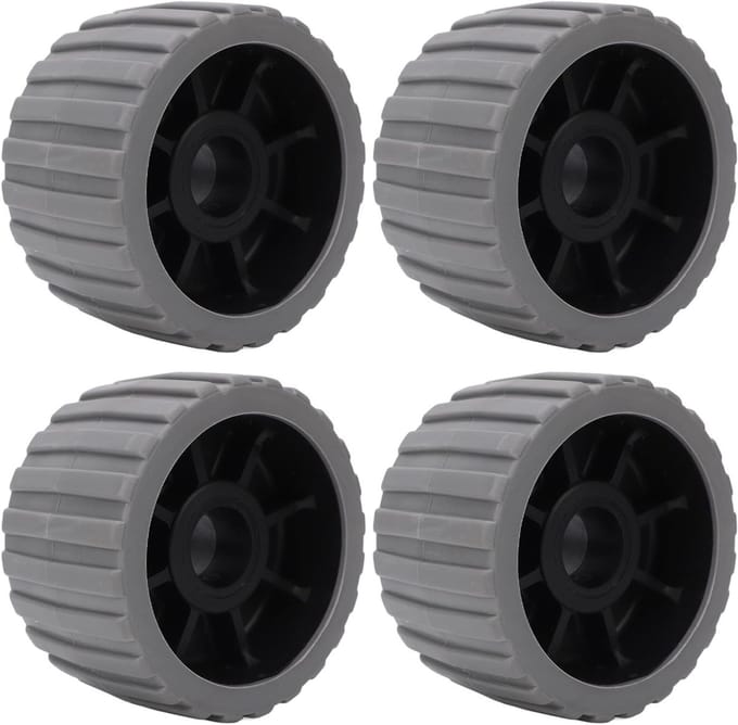 Allecto Plus - 4-delige set Wobble Rollers voor boottrailers - Hittebestendig - Poly - Geribbeld - 125 x 73 x 30mm