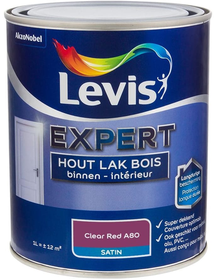 Levis - Expert Hout Lak Binnen Satin Mix - Clear Red A80 - Mengverf - 1 L