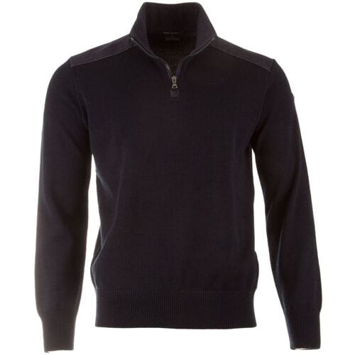 Paul & Shark Trui Wool Half Zip Denim Contrasts Navy / male