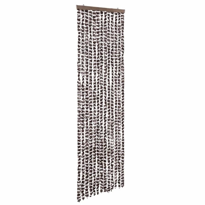 vidaXL - Vliegengordijn - 56x185 - cm - chenille - bruin - en - wit