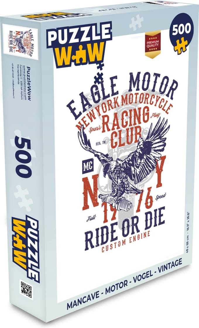 Puzzel Mancave - Motor - Vogel - Vintage - Legpuzzel - Puzzel 500 stukjes