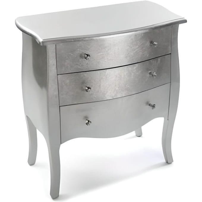 Commode - VERSA - CAGLIARI - 3 tiroirs - Gris - Feuilles d'argent