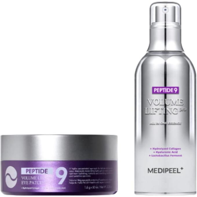 MEDI-PEEL Peptide 9 Volume Lifting Essence Tout-en-Un Pro (100ml) + Patch Oculaire Pro (60 pcs) Ensemble intensif anti-âge en 2 étapes