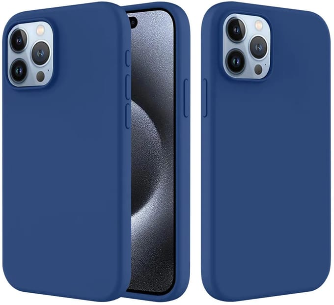 MobyDefend Hoesje - Geschikt voor iPhone 15 Pro Max - Matte Siliconen Backcover - Blauw