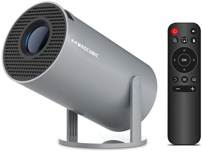 MakkelijkMooi Draagbare Projector met Speaker - 8000 Lumen WiFi 6 & Android 14 - 5W Speaker - Thuisbioscoop - 180° Rotatie - Grijs