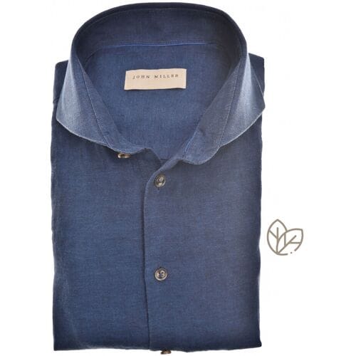 John Miller Overhemd Luxury Pure Linen Donker Blauw / male