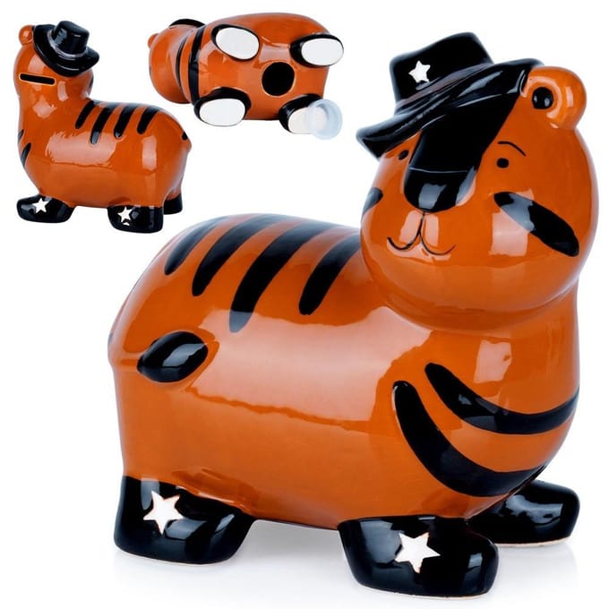 Vilde Serie - Keramische Spaarpot - Tijger - Decoratief - Oranje
