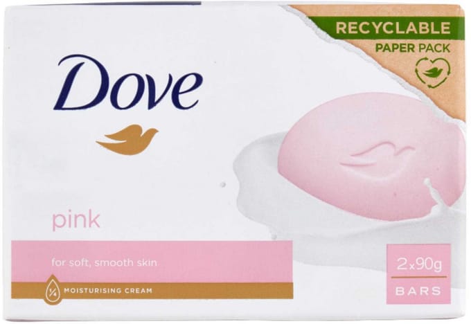 Dove Pink Beauty Bar 2x90g – Hydraterende Crème Zeep met ¼ Voedende Crème