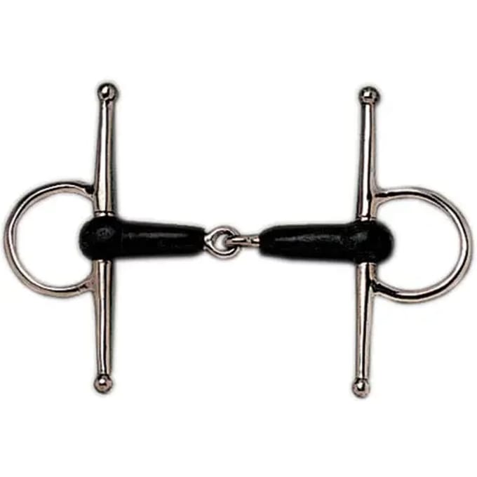 Sefton Enkel Gebroken Trensbit Met Volle Rubberen Ringen Zilver 13.5 cm