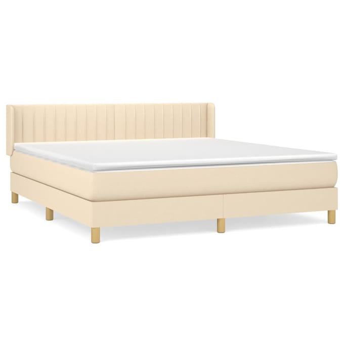 vidaXL - Boxspring - met - matras - stof - crèmekleurig - 160x200 - cm