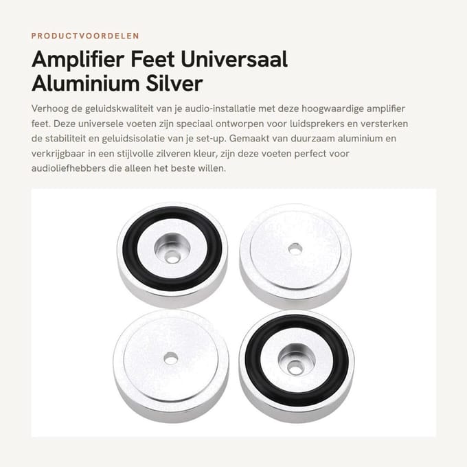 Dailygoods - Amplifier Feet - Universaal - Aluminium - Silver - Geluidsisolatie - Ideaal voor luidsprekers - 4 stuks