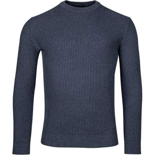 Baileys Trui Crew Neck Uni Color Allover Structure Knit Deep Denim Blue / male