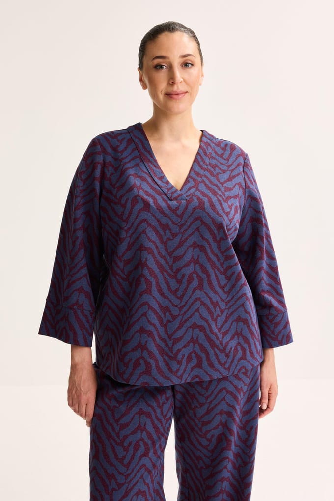 V-halsblouse In Jersey Jacquard