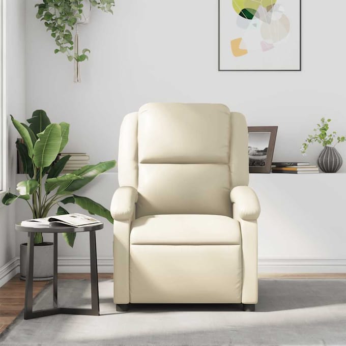 vidaXL - Fauteuil - verstelbaar - kunstleer - crèmekleurig