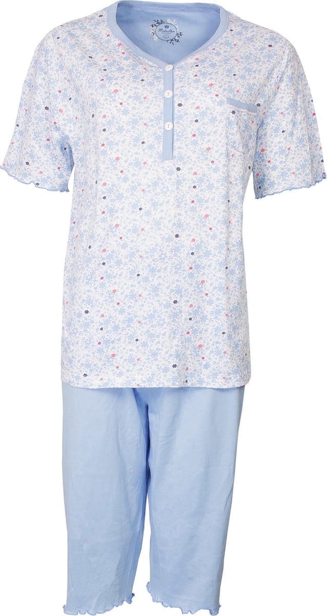 Medaillon dames pyjama licht blauw MEPYD1803A Maten: M